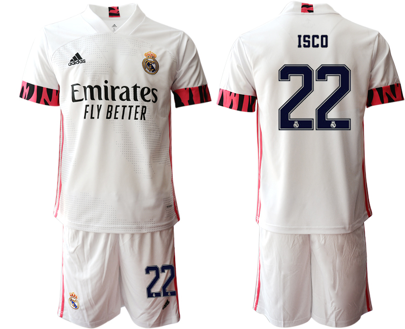 Men 2020-2021 club Real Madrid home #22 white Soccer Jerseys1->real madrid jersey->Soccer Club Jersey
